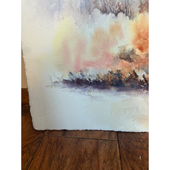 Watercolor Painting Of Autumn Forest Scene Bear landscape nature Textured Paper - Picture 4 of 6